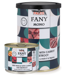 Konzerva FANY MONO – hovězí svalovina s mrkví a řepou